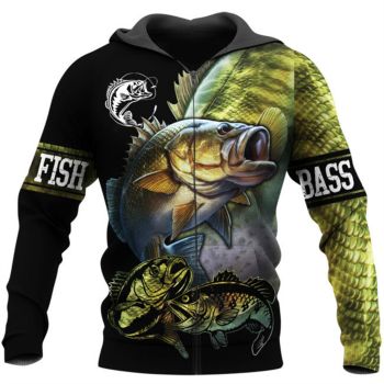 Precious Black Yellow Fish Pattern Animals Zip-Up Hoodie