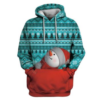  Fashion Green Snow Pattern Christmas Hoodie