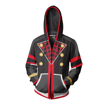 Kingdom Hearts III Sora Hoodies &#8211; Zip Up Black-red Cosplay Hoodie