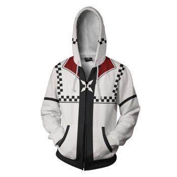 Kingdom Hearts Roxsa Hoodies &#8211; Zip Up White-red Hoodie