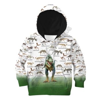 Elegance White Dinosaurs Pattern Animals Hoodie