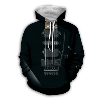Vintage  And Loose Black Strings Pattern Music Hoodie