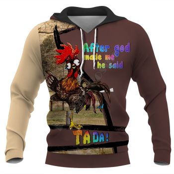 Loose Brown Chicken Pattern Animals Hoodie