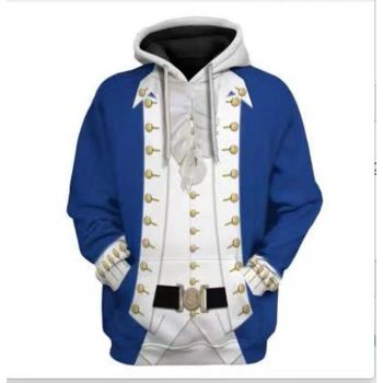 Cute And Loose Blue White Belt Pattern Animals Hoodie