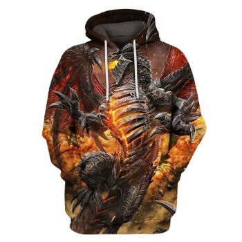 Street Style Orange Dragon Pattern Animals Hoodie