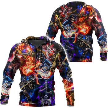 Vintage  And Loose Colorful Skull Pattern Skull Hoodie