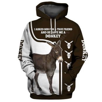 Elegance Brown White Donkey Pattern Animals Hoodie