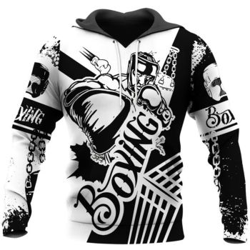 Fashion Black White Fist Pattern Tattoo Hoodie