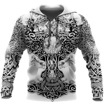 Popular White Black Animals Pattern Tattoo Hoodie