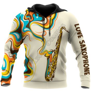 Pretty And Vintage  Colorful Phonogram Pattern Music Hoodie