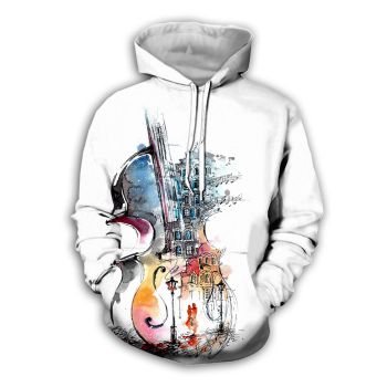 Precious White Guitar Pattern Music Hoodie