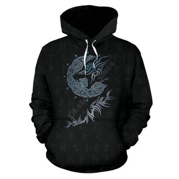 Cute Black Wolf Pattern Animals Hoodie