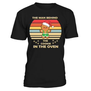 Christmas Pregnant Man Behind Cookie