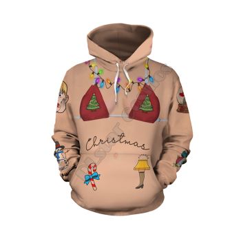 Loose And Gorgeous Pink Snow Color Lights Pattern Christmas Hoodie