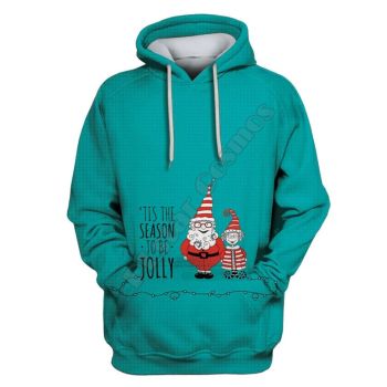  Fashion Green Santa Claus Pattern Christmas Hoodie