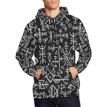 Temperament Black Symbols Pattern Tattoo Hoodie