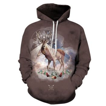 3D Angelic Deer Printed Hoodie