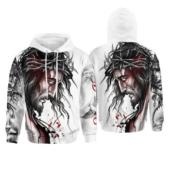  Gorgeous Black White Owl Headshot Pattern Jesus Hoodie