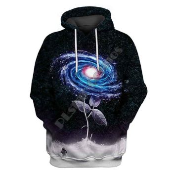 Fashion Black Rose Pattern Astronauts Hoodie