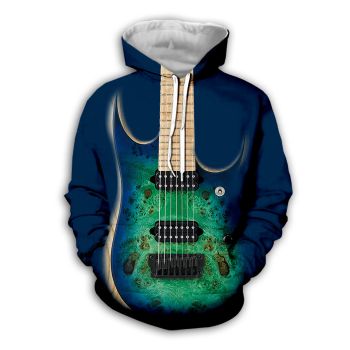 Popular Blue Green Strings Pattern Music Hoodie