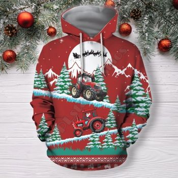 Fashion And Gorgeous Red Truck Tree Santa Claus Pattern Christmas Hoodie