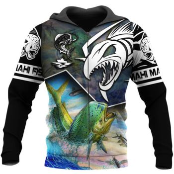 Fashion Colorful Fish Pattern Animals Zip-Up Hoodie