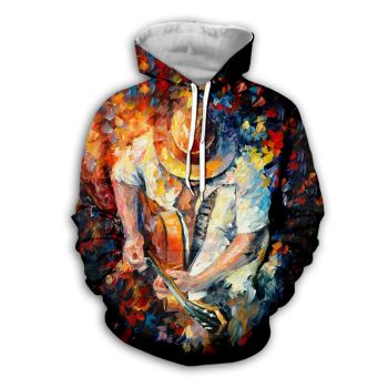 Classical  Colorful Guitar Pattern Music Hoodie