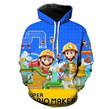 Mario Hoodie &#8211; Super Mario Market Mario Luigi 3D Full Print Drawstring Hooded Pullover Sweatshirt