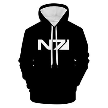 Mass Effect Hoodie &#8211; N7 3D Print Hooded Pullover Sweatshirt Black