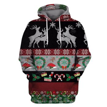  Loose Colorful Tree Hat Bear Pattern Christmas Hoodie