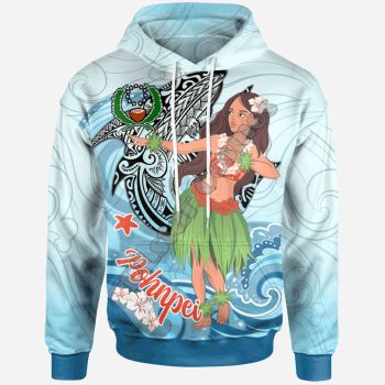 Precious And Gorgeous Blue Pohnpei Pattern Pohnpei Hoodie