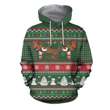 Fashion And Gorgeous Green Tree Snow Santa Claus Pattern Christmas Hoodie