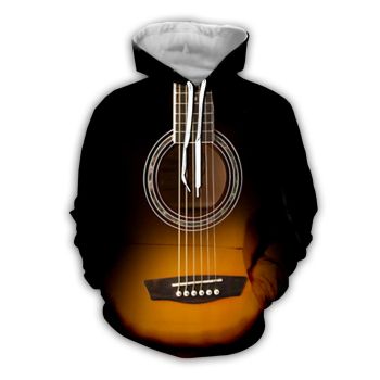 Gorgeous Black Yellow Strings Pattern Music Hoodie