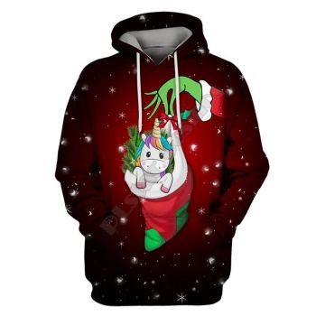  Loose Red Horse Pattern Christmas Hoodie