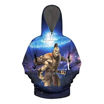 Mortal Kombat Hoodie &#8211; Goro Blue Purple Unisex 3D Print Pullover Drawstring Hoodie