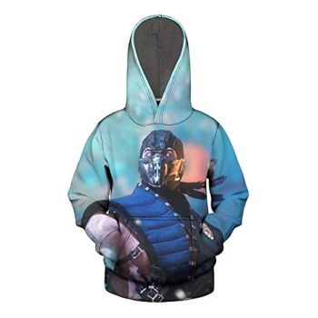 Mortal Kombat Hoodie &#8211; Sub-Zero Blue Unisex 3D Print Pullover Drawstring Hoodie