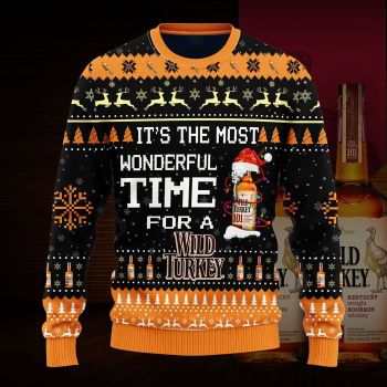 Most Wonderful Time For A Wild Turkey Christmas Sweater