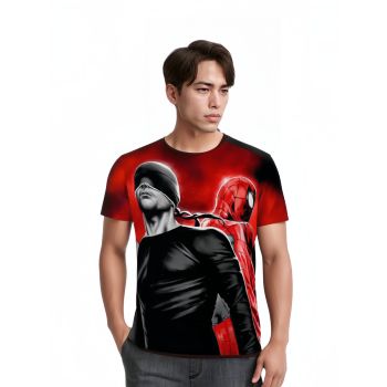 Daredevil &amp; Spider-man Man Shirt - Dynamic Duo of Justice in Red