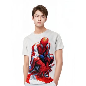 Stark&#039;s Creation: Sleek and Easygoing Iron Spider-man T-Shirt in White