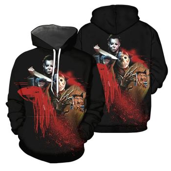  Fashion Black Knives Skull Horrible Long Nails Pattern Halloween Hoodie