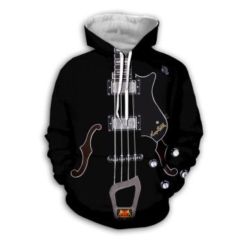 Gorgeous  Black Strings Pattern Music Hoodie