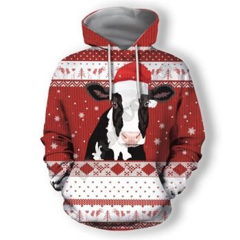Popular Red Cow Pattern Christmas Hoodie