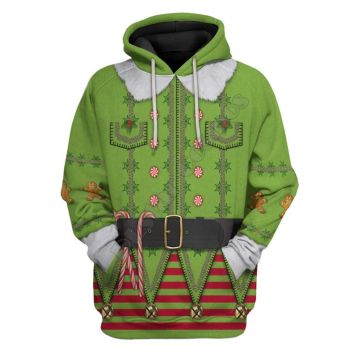  Cute And Loose Green Belt Pattern Christmas Hoodie