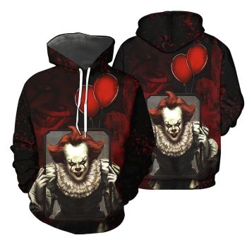  Gorgeous Red  Clown Balloon Pattern Halloween Hoodie