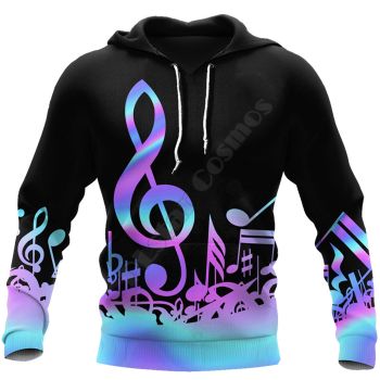 Loose And Gorgeous Black Purple Phonogram Pattern Music Hoodie