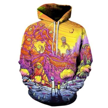 New Fashion Men Long Sleeve Rick and Morty 3D Print Hoodies Pullover Sweatshirt
