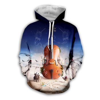 Gorgeous Blue Guitar Pattern Music Hoodie