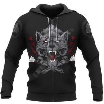 Gorgeous Black Wolf Pattern Tattoos Hoodie