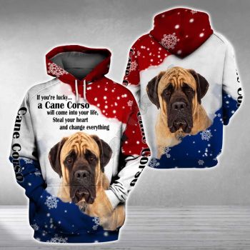 Gorgeous White Red Dog Pattern Animals Hoodie