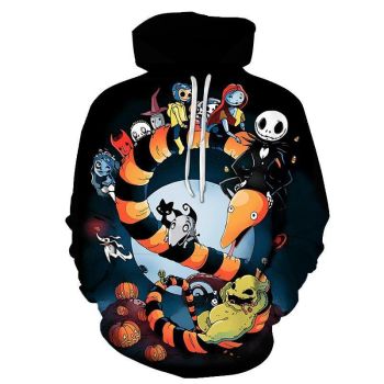 Nightmare Before Christmas Jack And Sally Hoodies &#8211; Nightmare Before Christmas Hoodies &#8211; Black Jack&#038;Sally 3D Ugly Christmas Hoodie